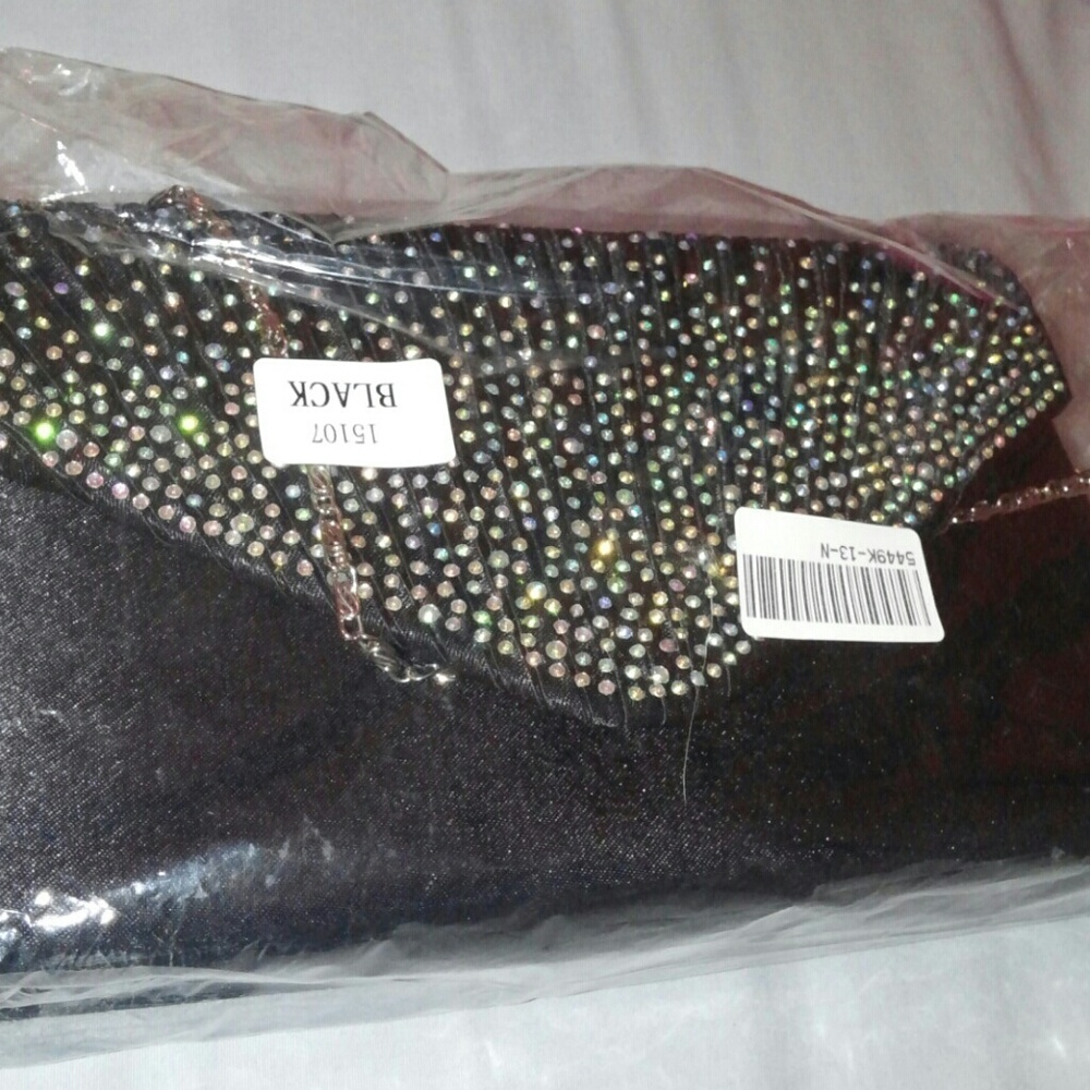 Rhinestone clutch/with removable chain strap